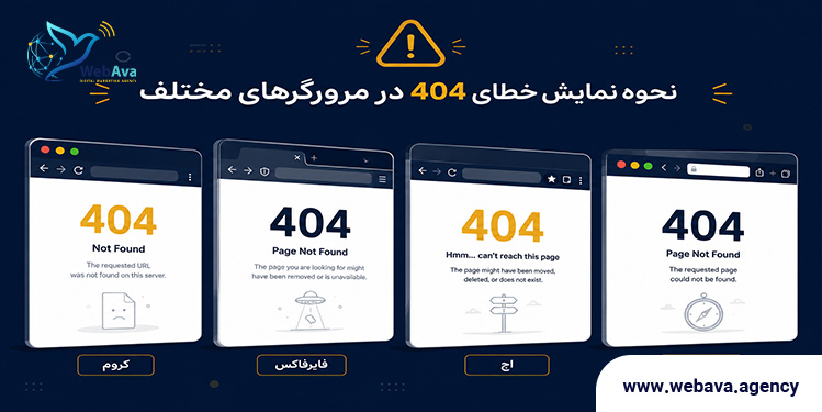 نحوه نمایش خطای 404 در مرورگرهای مختلف